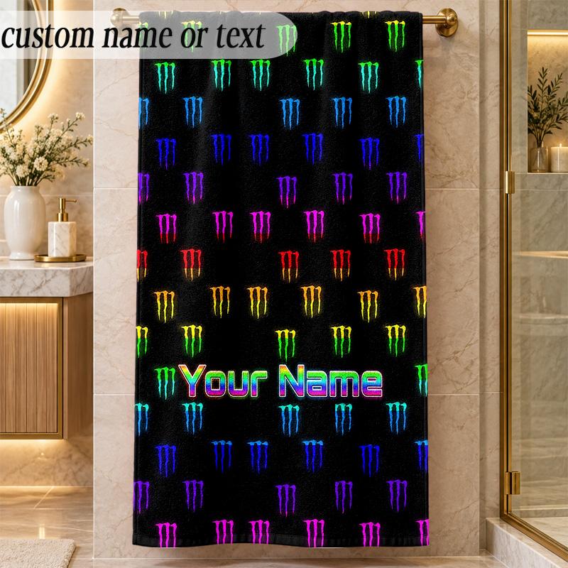Beach TowelMonster Energy Custom Name Text Personalized Soft Towel for Beach Pool Indoor Home Decor Gift