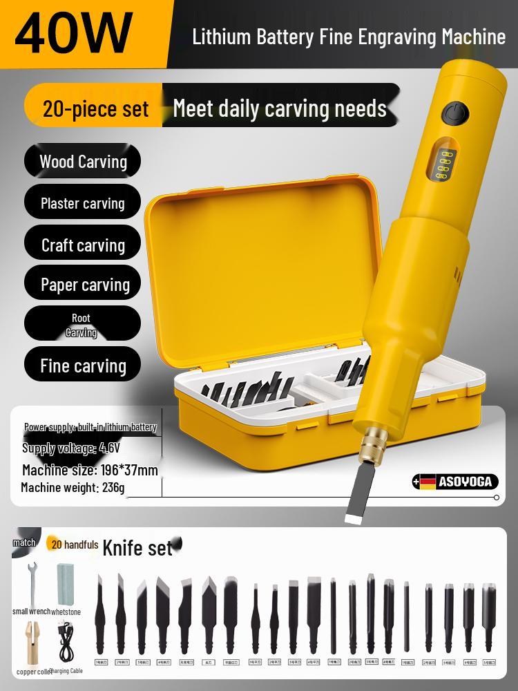 Lithium Battery Electric Engraving Knife Set: Handheld Woodworking Chisels for Carpenter & Bonsai Root Carving