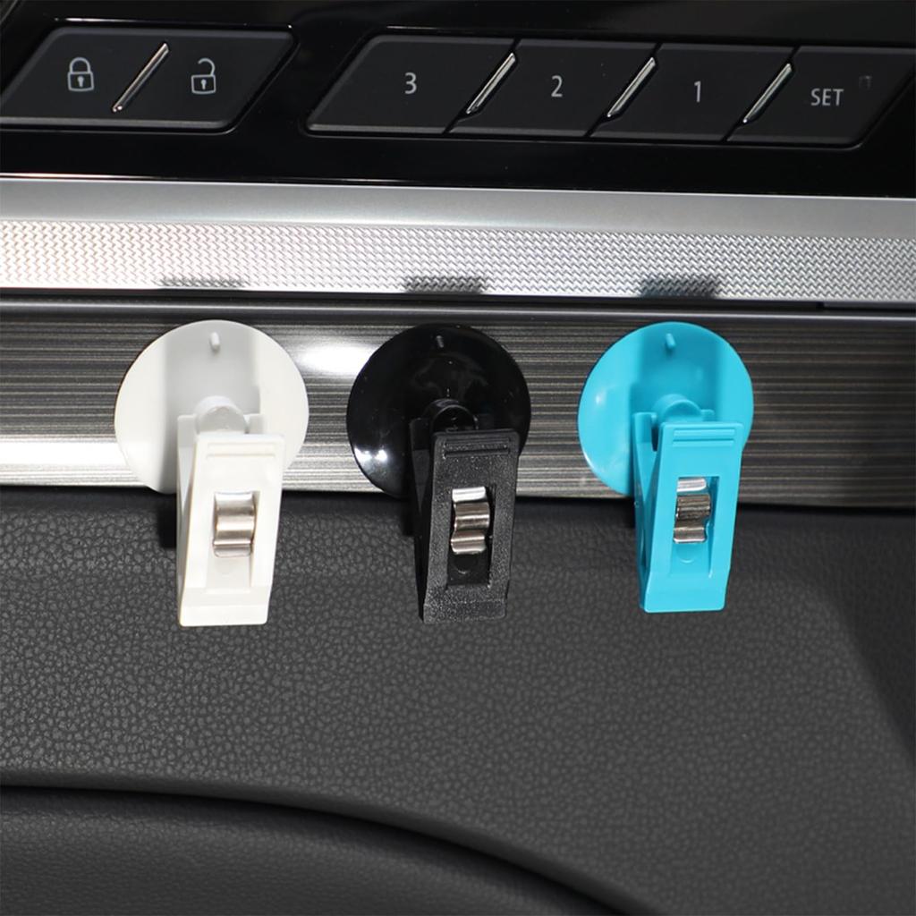 Car Suction Cup Clip Ticket Holder Car Bill Card Clamp with Advertising for Glasses Window Office Door (2 Pack, Blue)