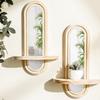 Multifunctionele Ovale Make-up Spiegel Gebogen Planten Display Stand Houten Wandplanken Woonkamer