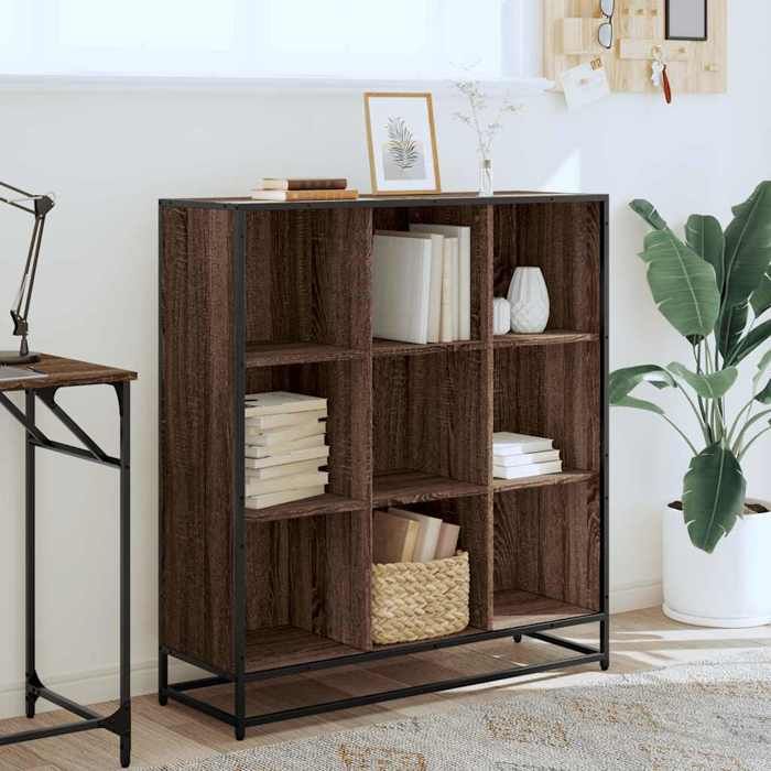 VidaXL Bibliothèque chêne marron 97,5x33x107,5cm bois ingénierie métal, étagère à livres, porte-livres, support à livres, 3300864
