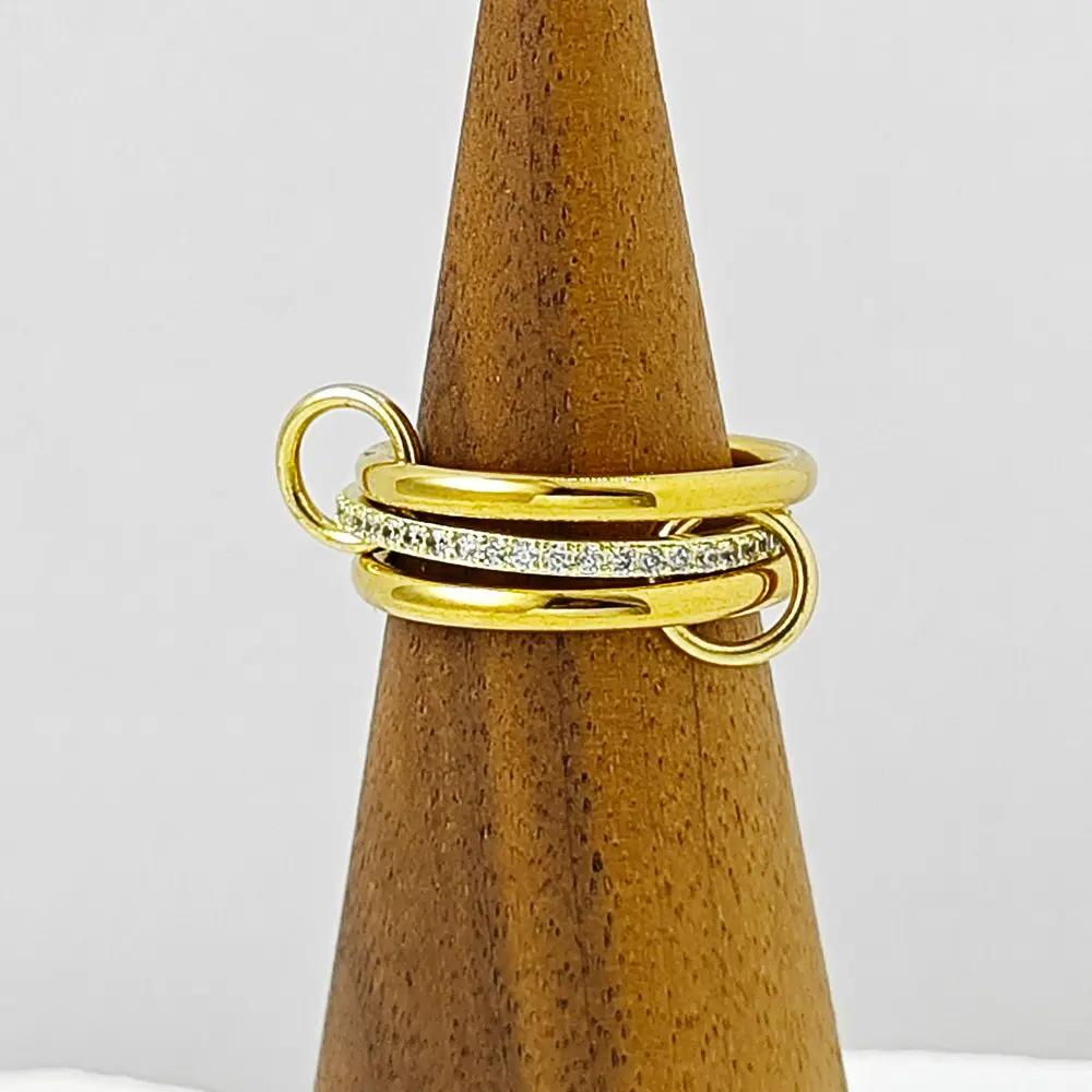 Fashion Stack Ring Stainless Steel Ladies Jewelry Gold Color Finger Accessories Multi Pieces Interlocking Spinelli Ring Gifts