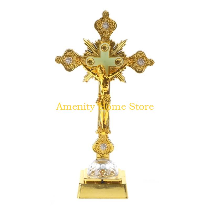 F26C Church Relics Figurines Night Light Crucifix Jesus Christ for Cross Catholic Ant