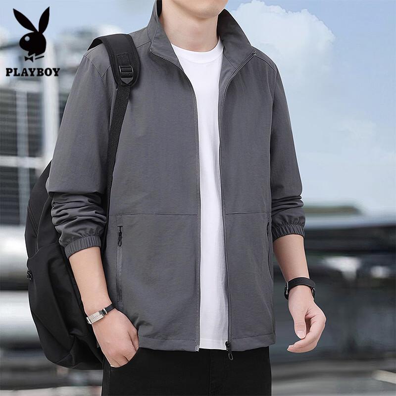 PLAYBOY Men's Stand Collar Windproof Jacket