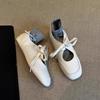 Ballet style little white shoes women's 2025 new lace-up sports and leisure shoes flat single shoes Mary Jane small leather shoes