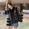 Winter New Imitation Fox Fur Jacket Women's Short Light Nail Beads