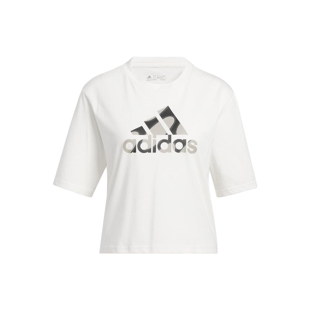 Adidas Logo Round Neck Loose Short Sleeve T-Shirt Women Tops White HR2995