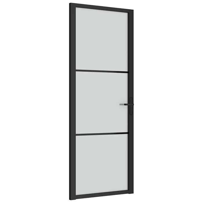 VidaXL Interior Door 76x201.5 Cm Black Frosted Glass and Aluminum 350552