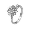 Sunflower Rotating Open Ring For Women Minimalist Daisy Design Adjustable Finger Band Fashion Jewelry Accessory