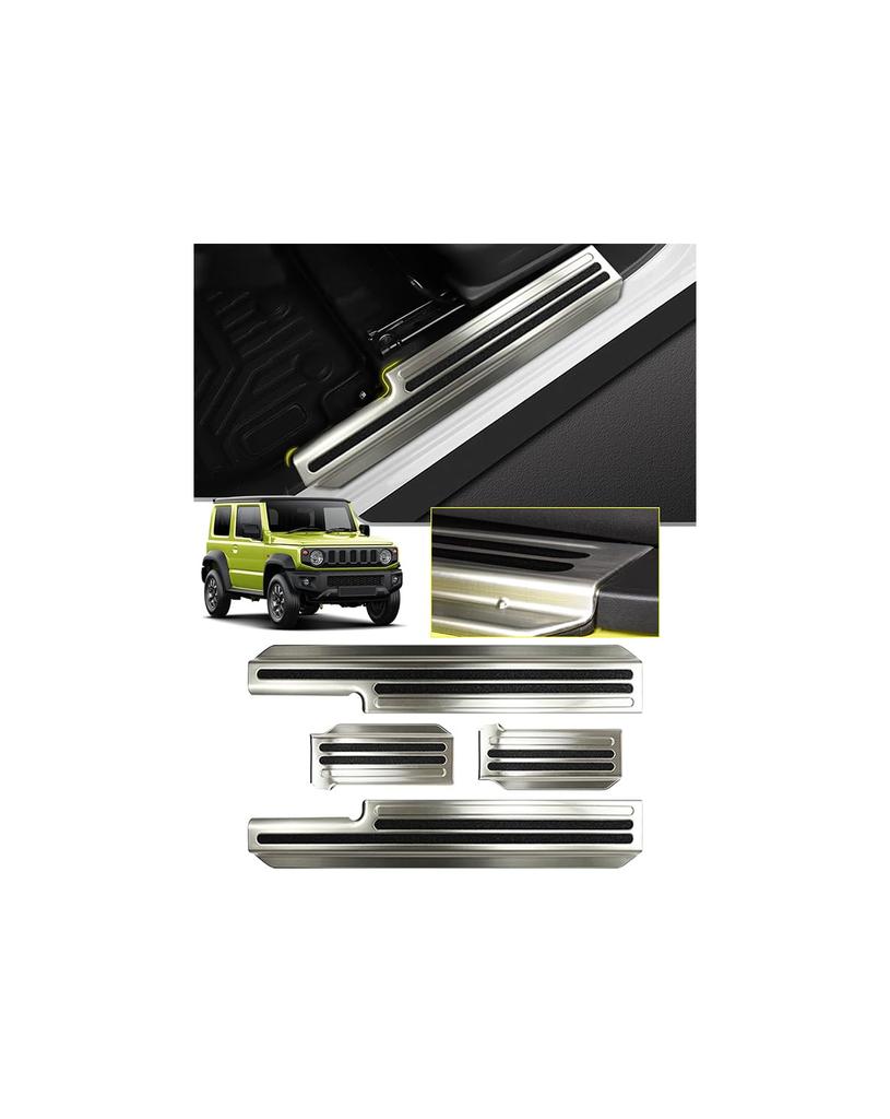 Maplewoodcar Suzuki Jimny Nomad Side Step SUS304 Stainless Steel with a Checkered Steel Scratch and Stain Mirror Carbon Easy Tape Set Nomad Scuff