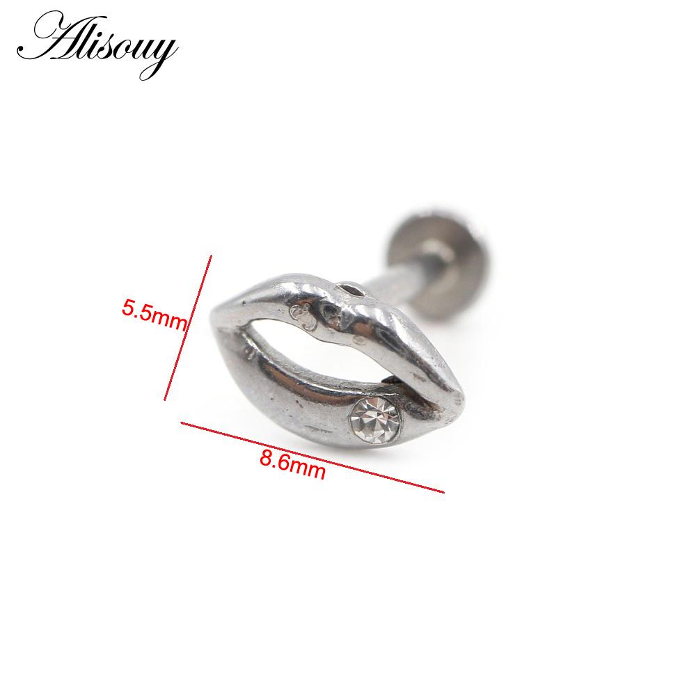 Alisouy 1 Stück Edelstahl Stern Mond Kreuz Schlange Totenkopf Tragus Helix Bar Labret Lippenring Knorpel Ohr Ohrring Piercing Schmuck
