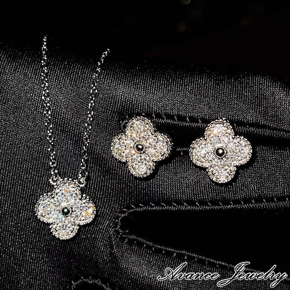 Avance Clover Earrings Necklace - Simple Silver - Popular, Cute, Elegant - Women's (Earrings)