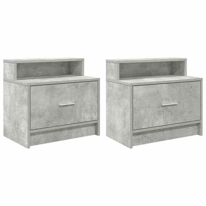 VidaXL Tables de chevet avec tiroir 2 pcs gris béton 51x31x47 cm, table d'appoint, armoire de lit, table d'appoint pour la 858675