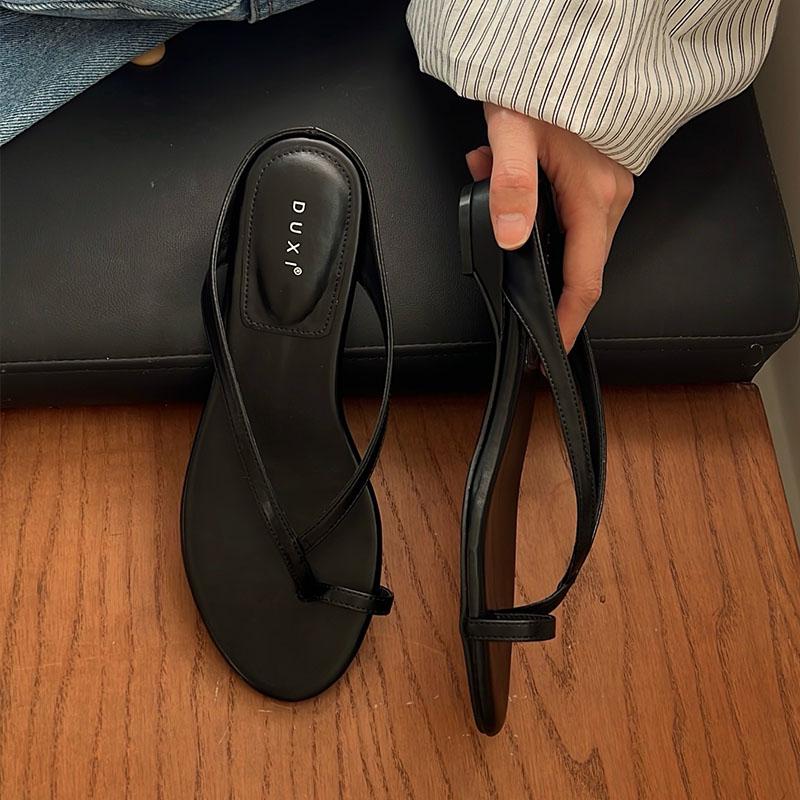 Fashion Fashion Round Toe Ladies Low Heel Slippers New In Summer Elegant Women Heeled Slippers Female Slides Sandals Shoes Flip flops