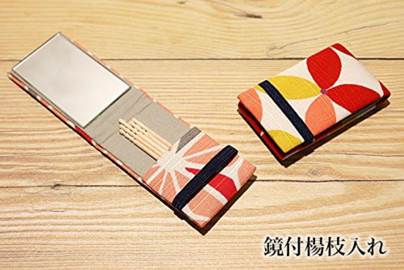 Kjóto Raku Tradiční japonské různé zboží Držák na párátka se zrcátkem - (kostkovaná červená)