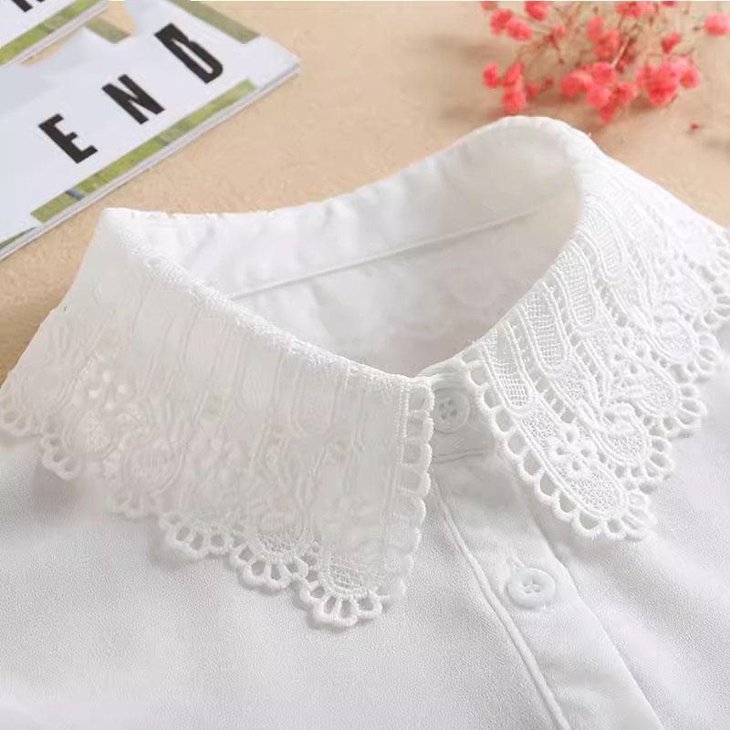 Elegant Lace Fake Collar Shirt White Chiffon Detachable Collar Fake Women False Collars Woman For Ladies Sweater Half Shirt Tie