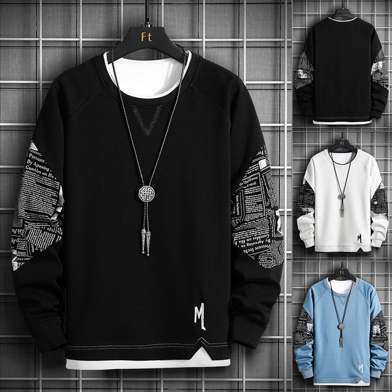 Men's Long Sleeve T-shirt Spring and Autumn New Hoodie Korean Version of The Trend Ins Bottom Shirt Young Students On Clothes