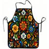 1pc Vibrant Floral Print Apron, Durable And Easy To Clean, Adjustable Waistband, Polyester Material, for Kitchen Cooking, Gardening, Orchard Picking,