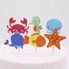 24Pcs Ocean Animal Cupcake Toppers Under The Sea Birthday Party Cake Decorations Baby Shower Girls Mermaid Themed Party Supplies