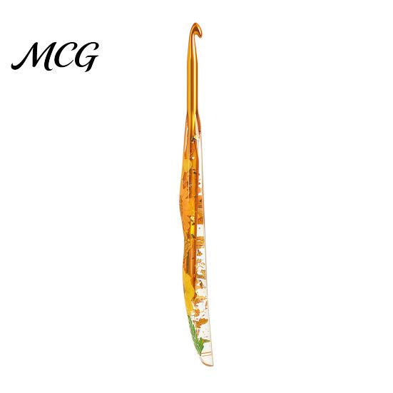 Artistic Crochet Hook Resin for Beginners, Crocheting Lovers, 2.0mm-8.0mm Ergonomic Gift Set with Long Floral Handle Blankets, Dolls, Shawls,