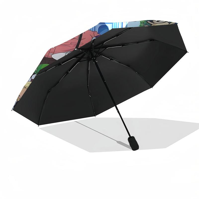 1pc Dragon Ball Z Characters Outdoor Umbrella - Piccolo, Goku, Vegeta - Automatic Opening/Closing - Portable 3-Fold Design - 8-Rib Iron Frame - Ideal