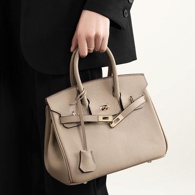 Tasche mit großem Fassungsvermögen Rindsleder Tragbar Schräg zu tragen Damenhandtasche Rindsledertasche mit Lychee-Muster