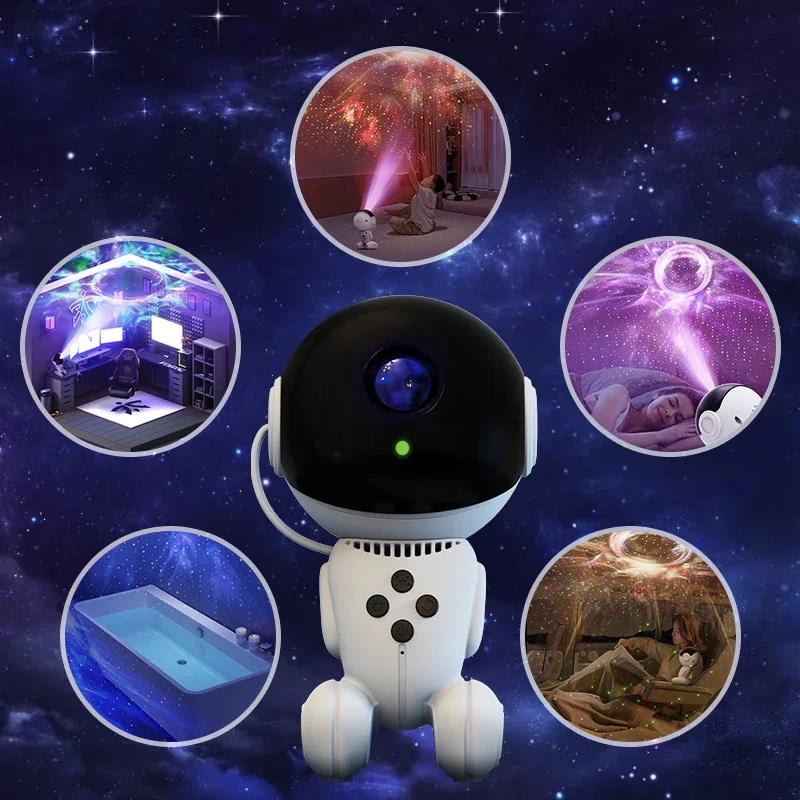 Robot Galaxy Projector Night Light Remote Control Nebula Projection Lights Bedroom Ambient Lighting