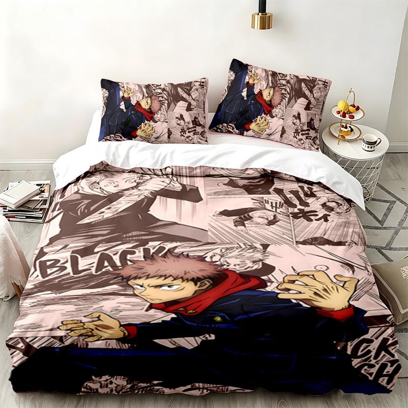 Set da 3 pezzi di Jujutsu Kaisen Perfetto per l'uso in camera da letto Comodo set letto include una copripiumino e due federe Ideale come regalo di compleanno o di Natale