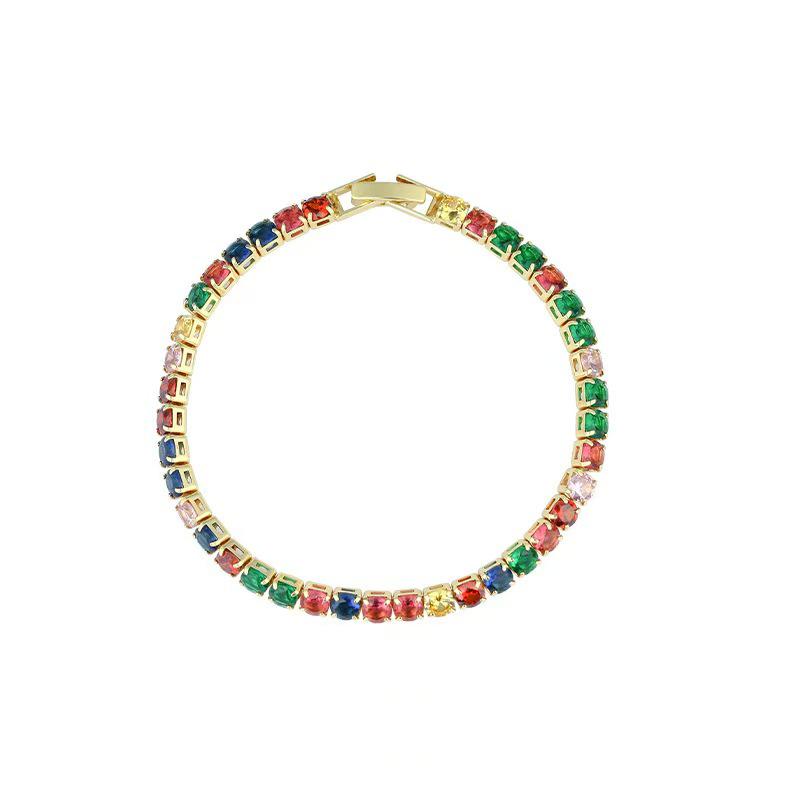 Brățară de tenis colorată cu zirconiu și mărgele de cristal - Cadou Qixi de lux ușor