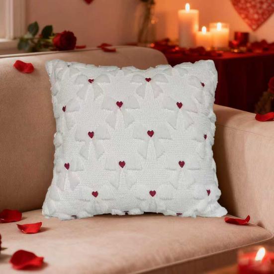 Throw Pillowcase Bowknot Heart Pattern Valentine Day Decorative Throw Pillow Cover Sofa Chair Patio Car Pillow Cushion