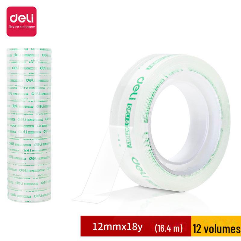 Deli Stationery Tape: 12mm Transparent Hand-Torn Adhesive for Children s Crafts & Student Use