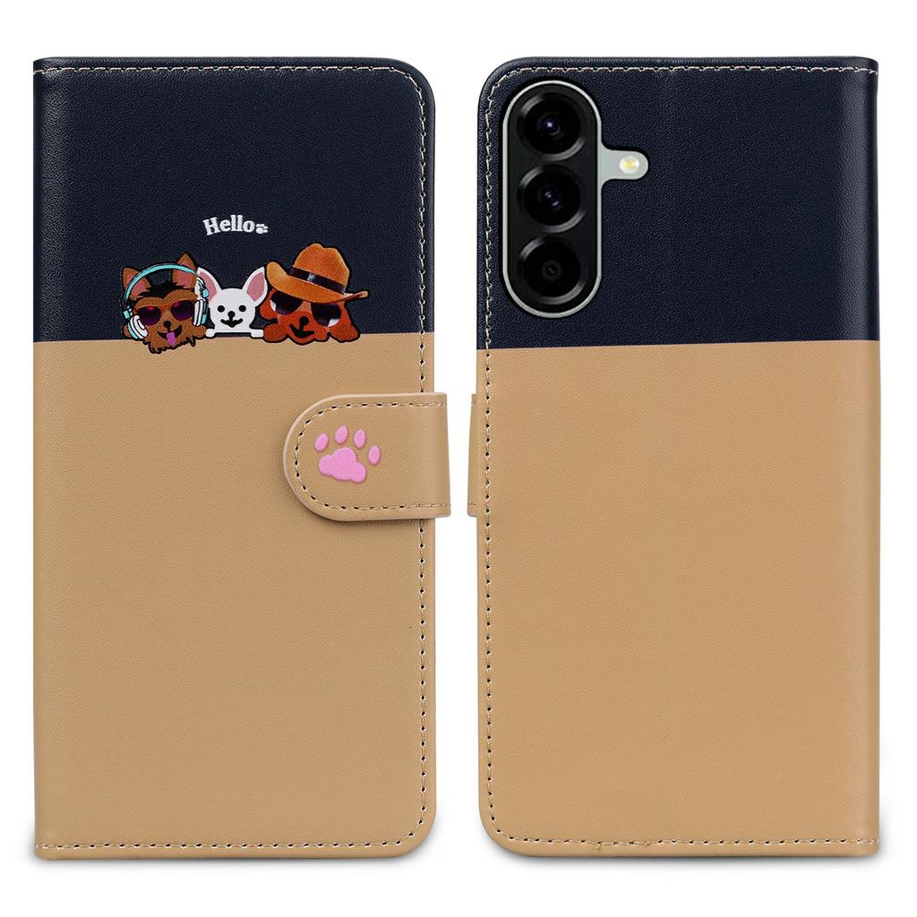 Cartoon Pet Series for Samsung Galaxy A36 5G Wallet Phone Case Splicing Leather Flip Cover