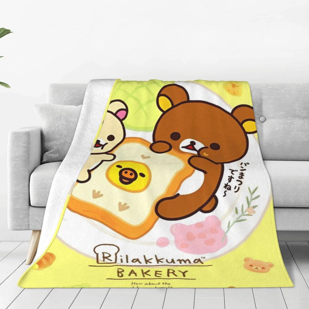 Cartoon Rilakkuma Anime Girls Blanket Super Soft Novelty Plush Throw Blanket For Home Decor Travel Flannel Bedspread Bed Cover