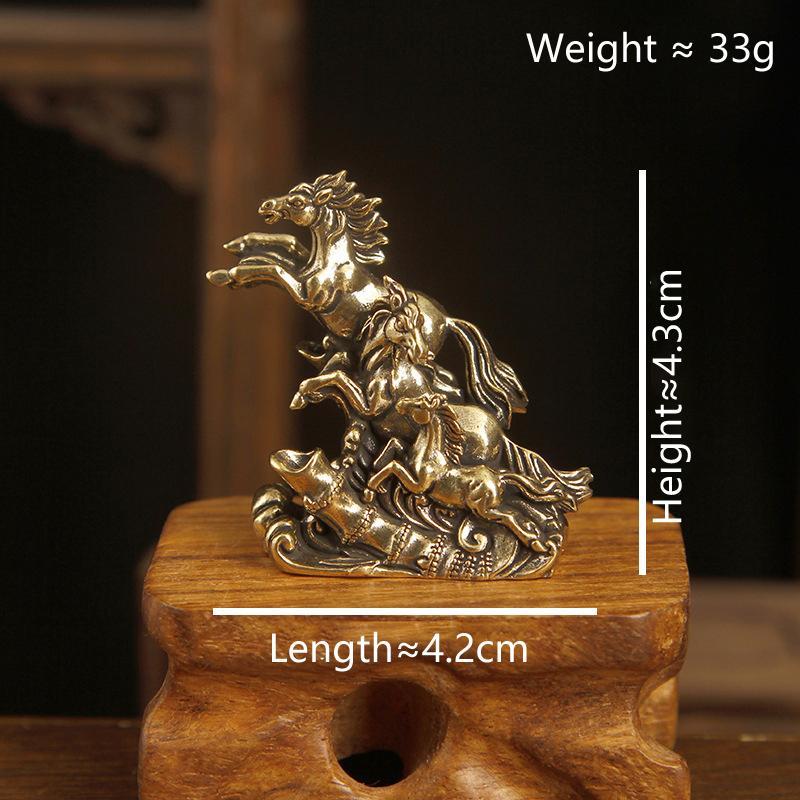 1 Stück Messing Pferdefigur 2026 Jahr des Pferdes Feng Shui Schreibtischdekoration Kind reitet Home Office Miniatur Geschenk