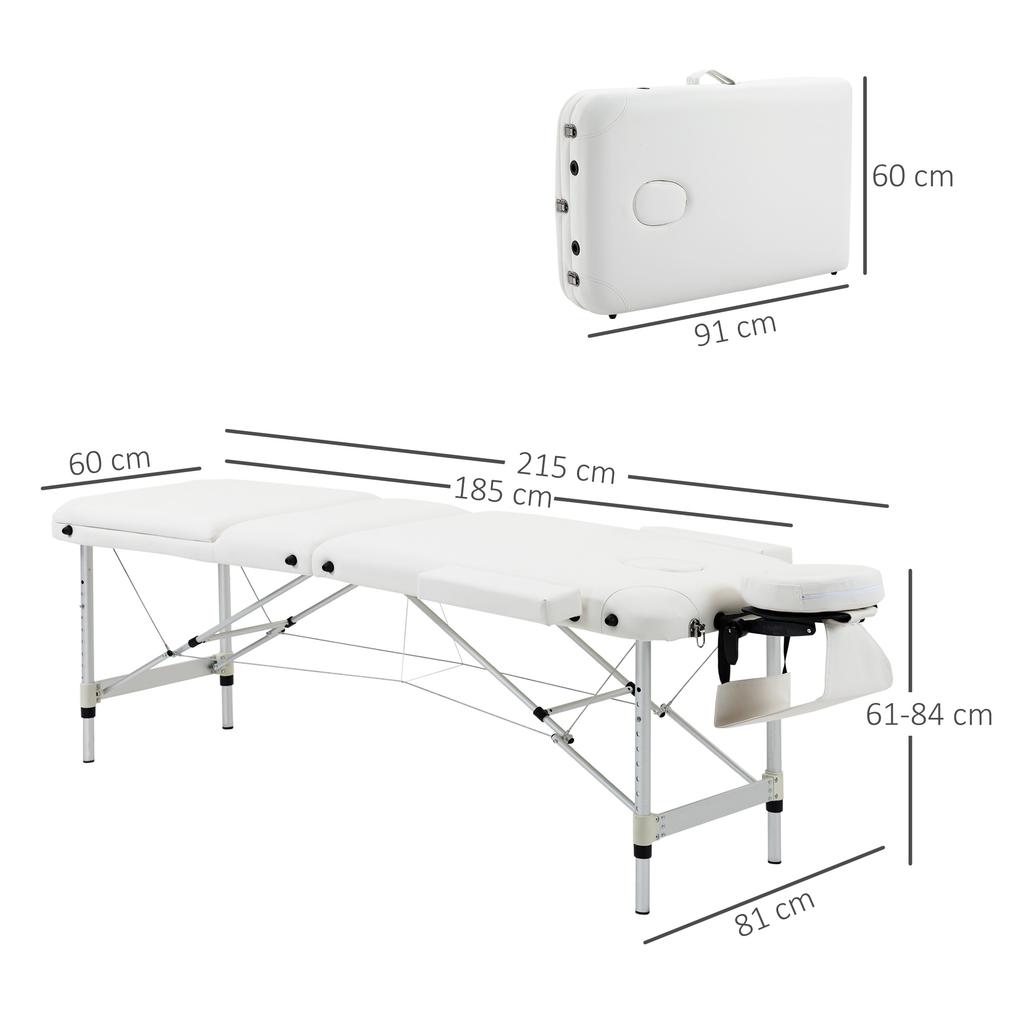 Foldable Massage Bed Portable Table, 3-Section Aluminium Foldable Beauty Couch, Professional Salon Spa Table with Headrest Support and Carry Bag