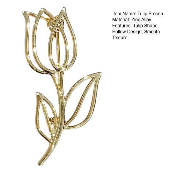Brooch Hollow Tulip Design Anti-Wear Lapel Pin Sweaters Collars Hats Bags Coats Scarves Badge Versatile Accessory
