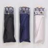 Genuine Umbrella Works Folding Umbrella with Organza Six Easy Opening Lace, Navy, Ribs, Lightweight,