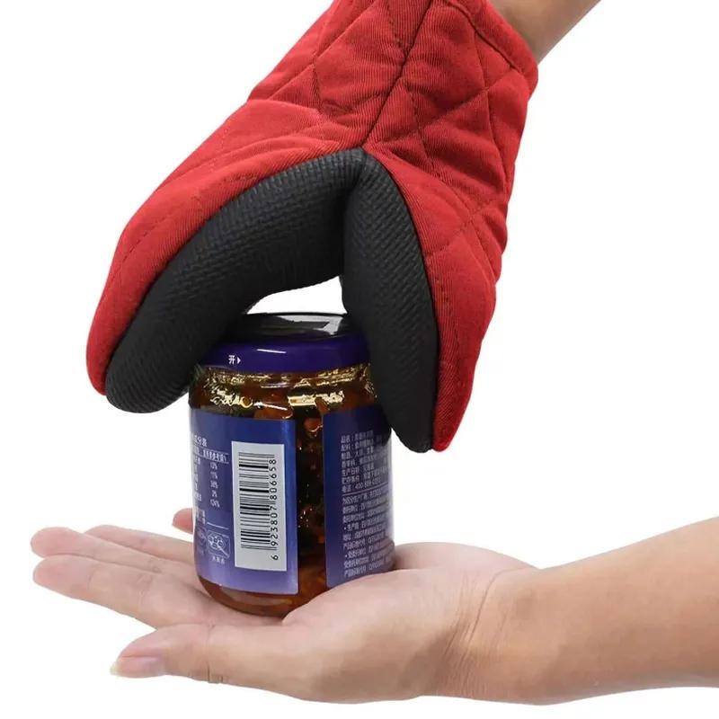 Anti Slip Silicone Insulated Gloves Single Duckbill Clip Kitchen Microwave Heat-Resistant Thick Oven Baking Rubber Gloves YLE358