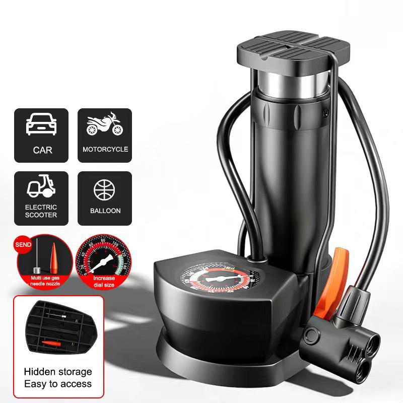 Bicycle Foot Pedal Air Pump With Gauge High Pressure Pump Tire Air Inflator Universal Mtb Bike Home Pedal Inflator Accessories