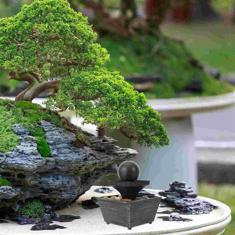 Relaxation Water Feature Small Fountain Indoor Fountains Table Top Black Resin Office