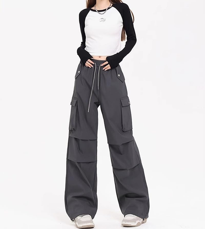 KUWABOKU Cargo Baker Loose Loose Solid Work Chino Easy to Move Cropped Trendy for Spring and Fall Dark Women's Pants, Casual, Fit, Fit, Stylish, Cute,