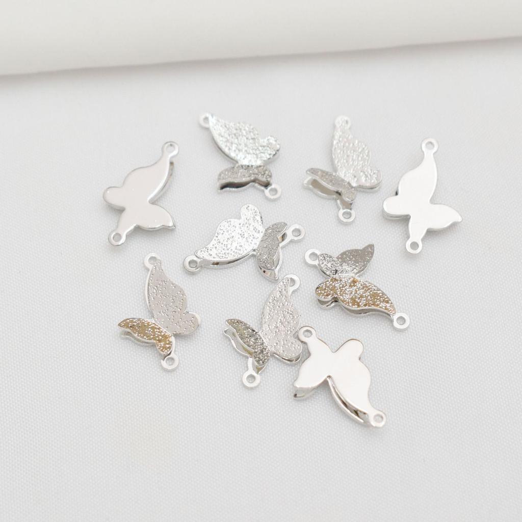 10pcs 18K Gold-Packed Color-Preserving Three-Dimensional Butterfly Double-Ring Pendant, Single-Hanging Diy Handmade,, Bracelet Accessories.