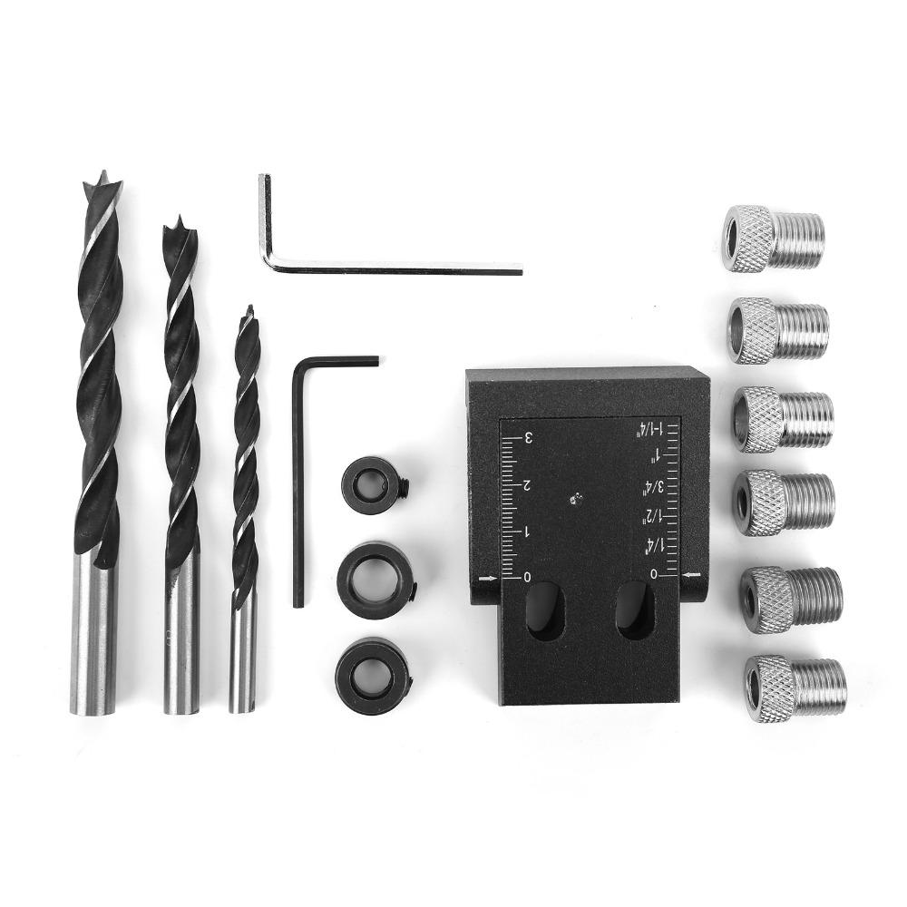 15pcs 15° Angle Pocket Hole Jig Aluminum Alloy Woodworking Hole Guide Wood Joinery