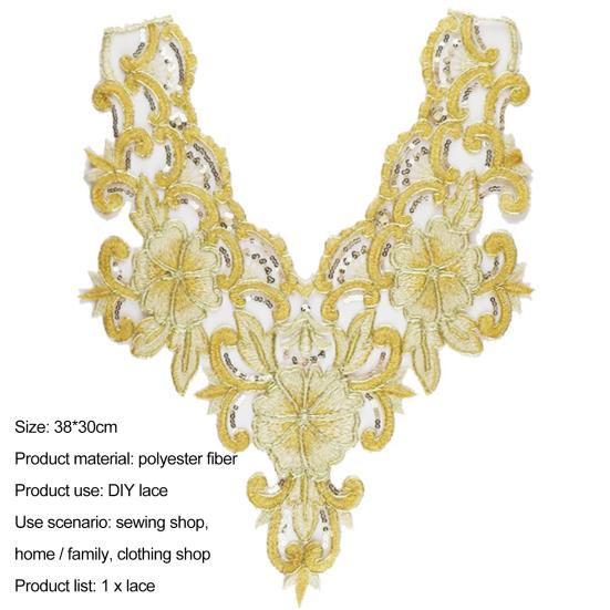 Practical Soft Polyester Yarn Flower Clothes Patch Dress Shirt DIY Embroidery Fabric Lace Neckline for Gifts