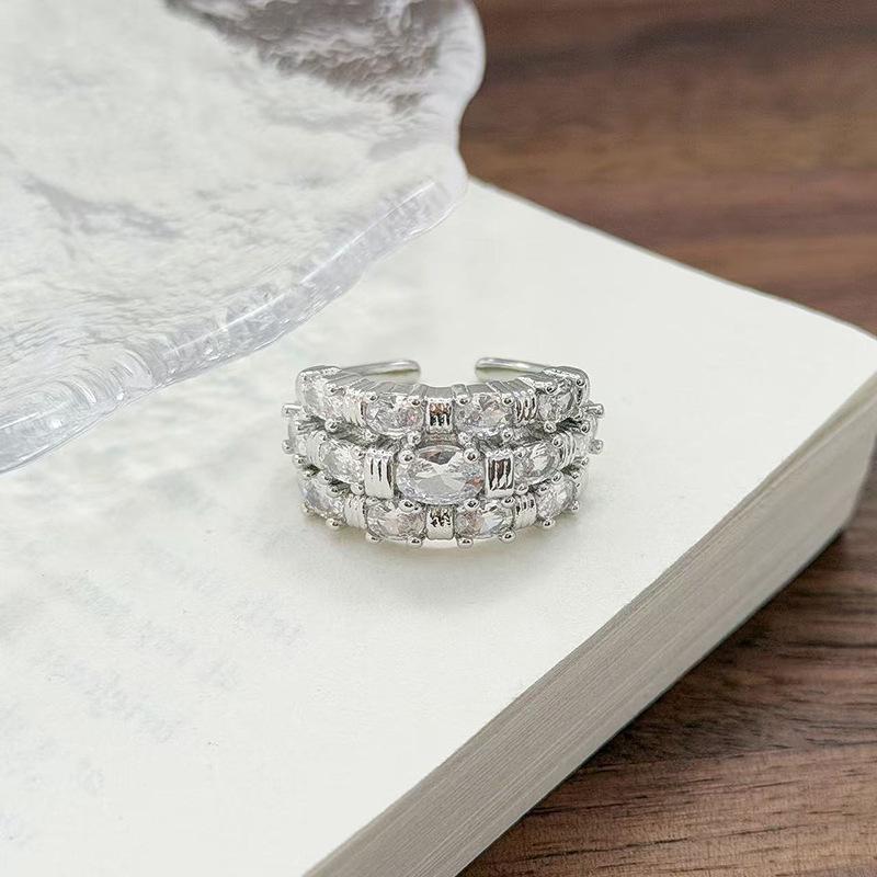 Exquisite Gypsy Star Row Diamond Zir*****Pen Ring, Women Stacked Wearing Personalized Fashion And Advanced Sense Open Index Finger Ring