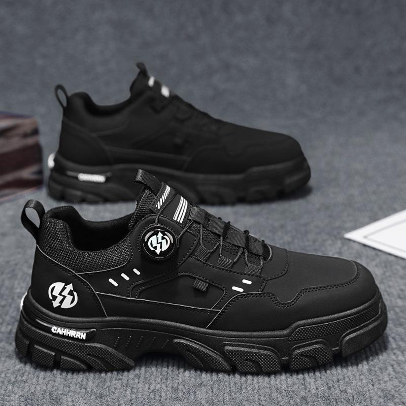 Men's shoes autumn 2025 low-top tooling Martin shoes men's casual leather trendy shoes men's rotating buttons