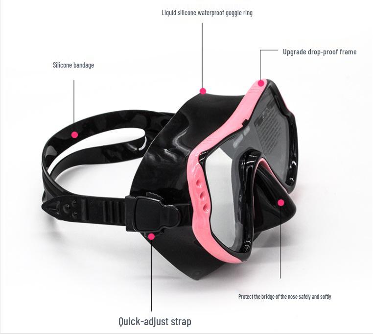 Snorkeling & Diving Set: Large Frame Silicone Mask and Snorkel for Men and Women