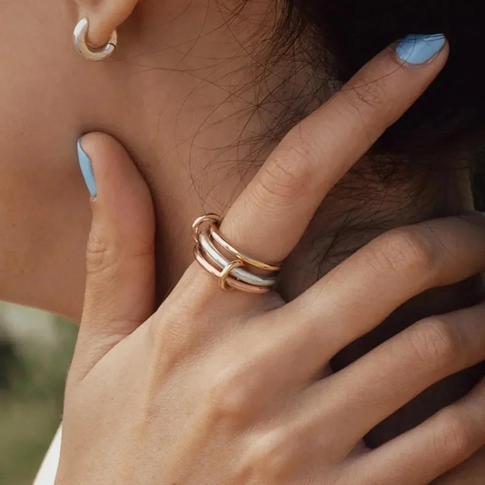 High Grade Stainless Steel Stackable Plain Band Rings, Simple Linked Finger Rings, Fashion Daily Gift for Women