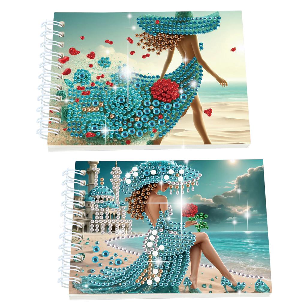 2 Pack Flower Animal DIY Diamond Painting Journals Notebooks Special Shaped Diamond Art Diary Book Christmas Gift for Adults