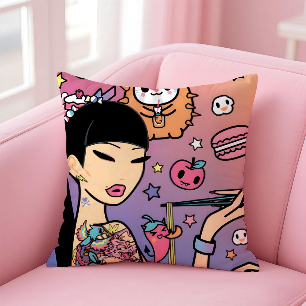 T-Tokidoki Cushion Cover Home & Car Multi-Scene Pillow Cover - Reversible, Soft & Durable for Daily Use